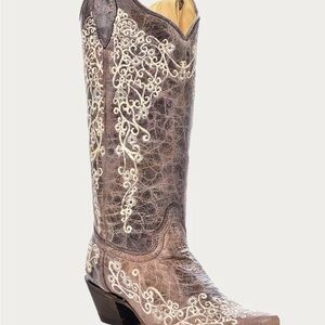 Embroidered Brown corral Western Boots